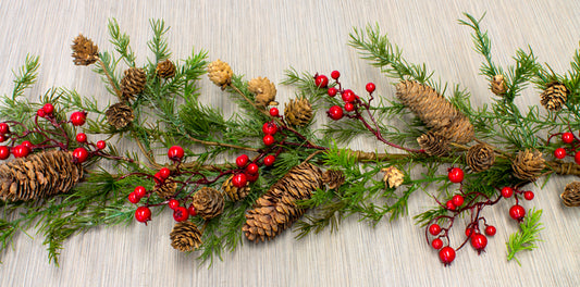 Red Berry, Cypress, & Pinecone Garland