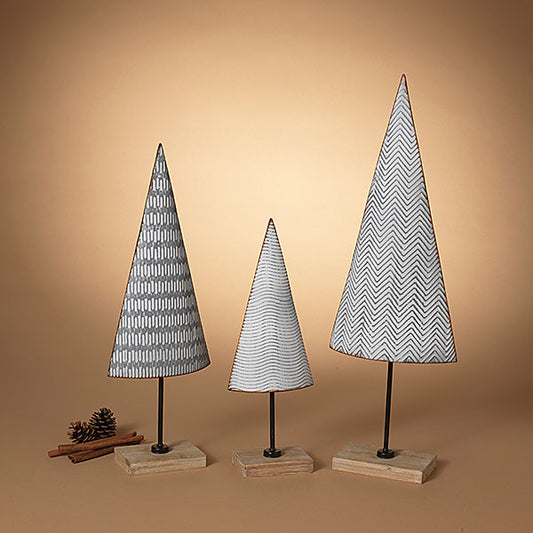 Metal trees with wood base