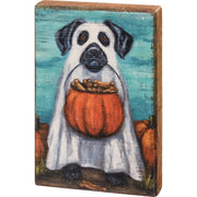 Wooden Ghost Dog Box Sign