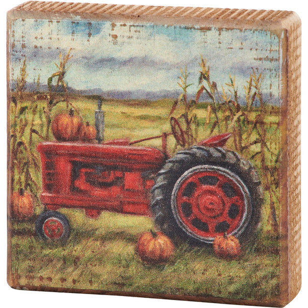 Fall Tractor Block Sign