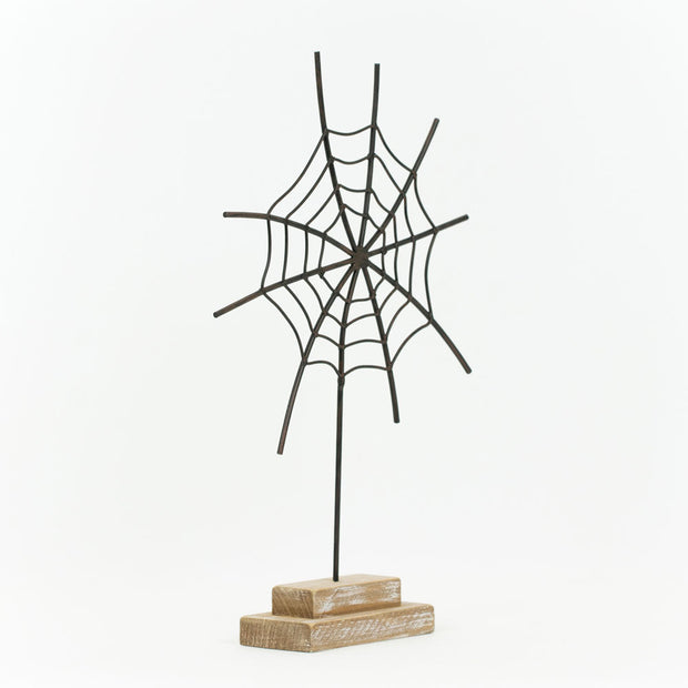 Metal Spider Web Cutout On Stand | Medium