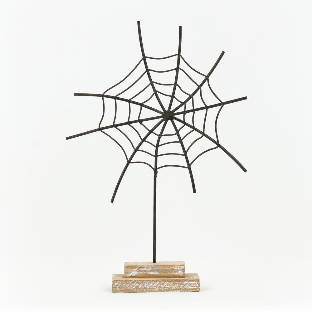 Metal Spider Web Cutout On Stand