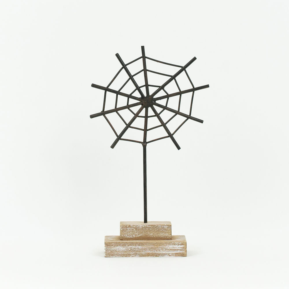 Metal Spider Web Cutout On Stand