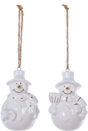 Ceramic Snowman Ornaments with Gold Accent | Choose Your Style