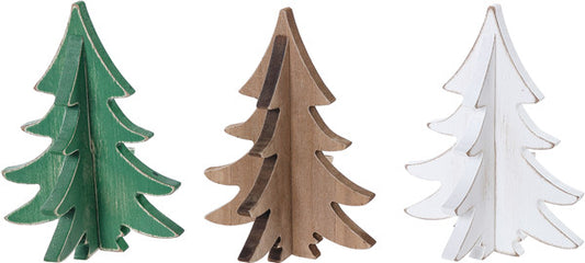 Small Wood 3D Christmas Tree Sitter | Pick Your Color