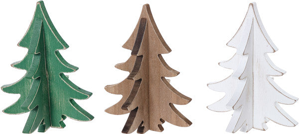 Small Wood 3D Christmas Tree Sitter | Pick Your Color