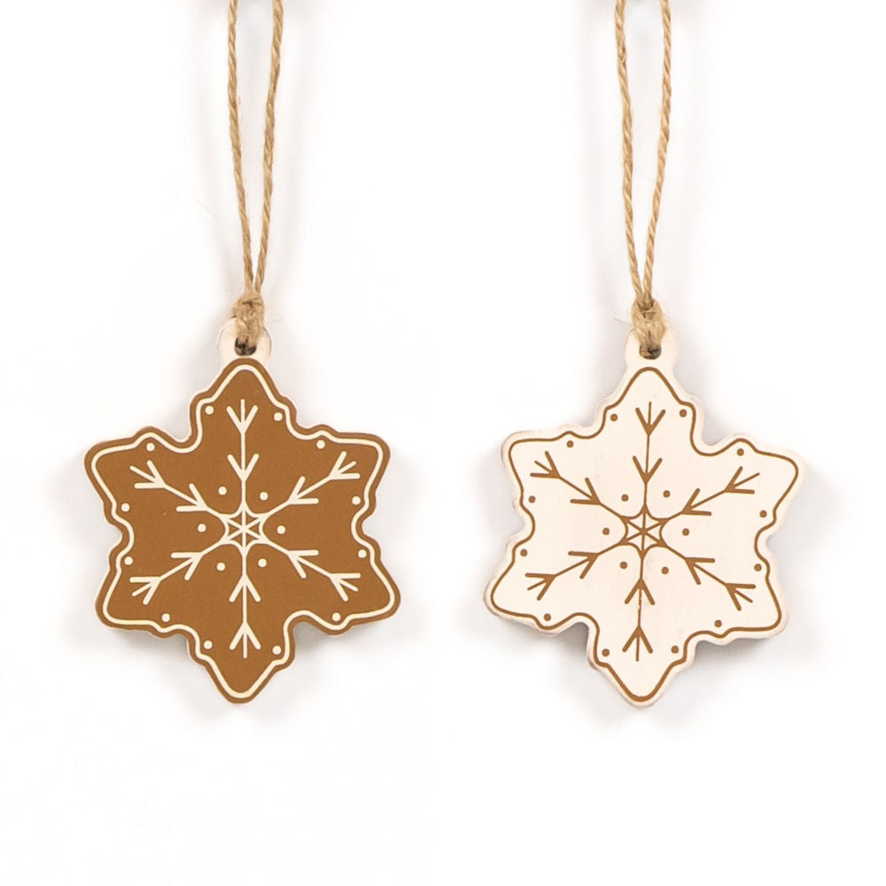 Wooden Double Sided Snowflake Ornament