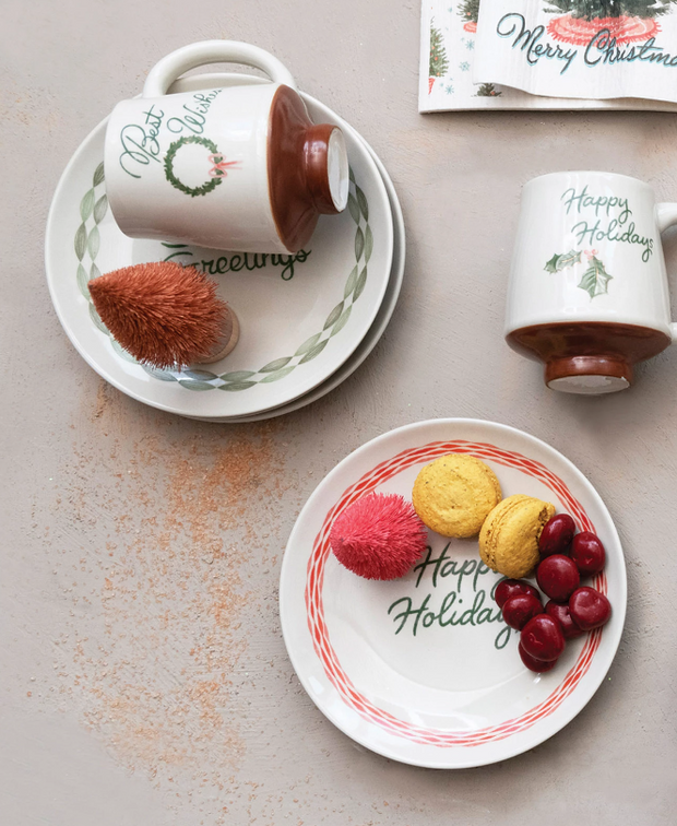 Vintage Inspired Serving Plates with Holiday Greetings | Pick Your Style