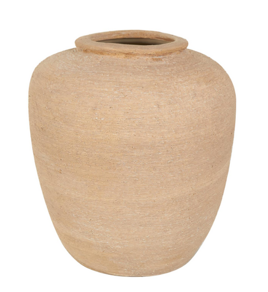 Beige Ceramic Wide Textured Vase | Large