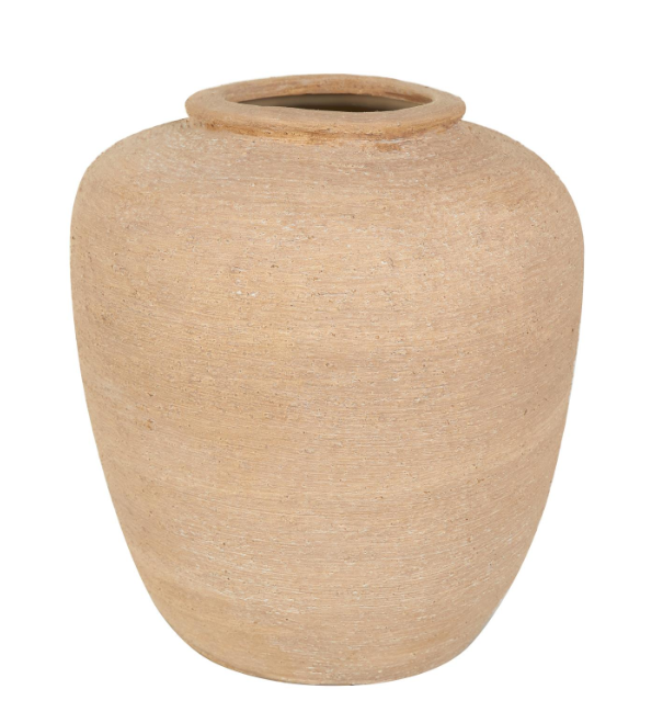 Beige Ceramic Wide Textured Vase | Large