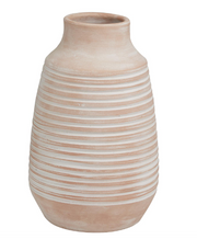 Pink Ceramic Whitewashed Ribbed Vase | Large