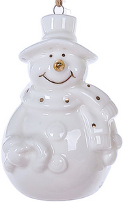 Ceramic Snowman Ornaments with Gold Accent | Choose Your Style