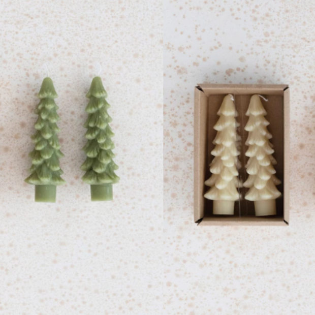 Unscented Tree Shaped Taper Candles | Pick Your Color