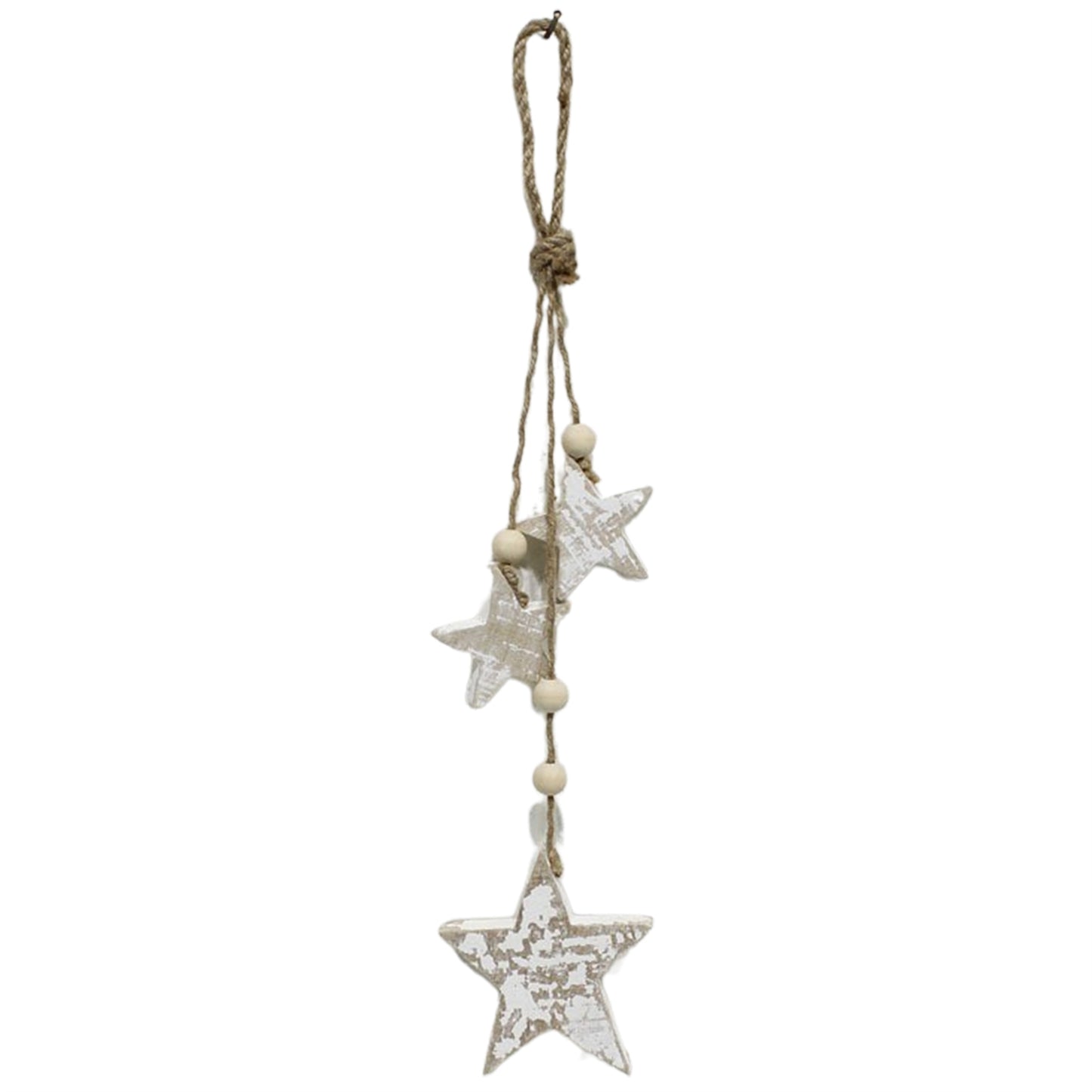 Wooden White 3-Star Hanger with Jute Rope
