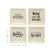 Spooky Saying Square Stoneware Plates | Pick Your Saying
