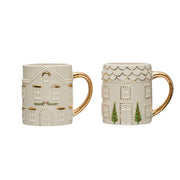 Stoneware Christmas House Mugs