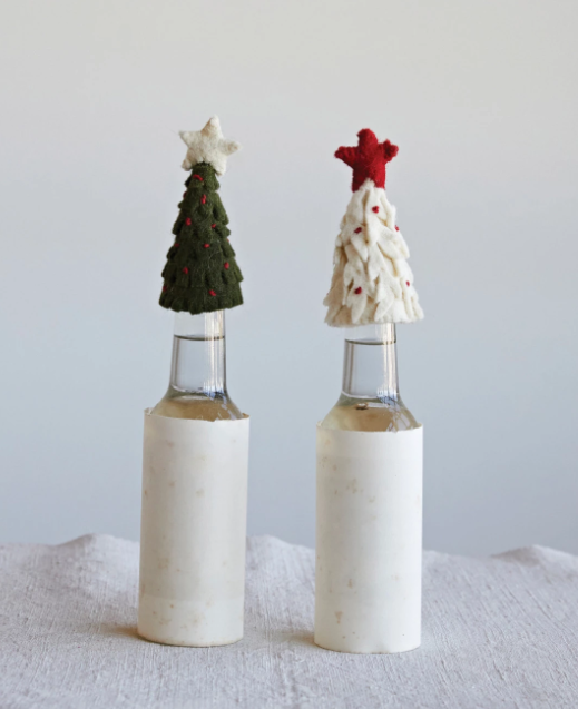 Wool And Felt Christmas Tree Bottle Topper