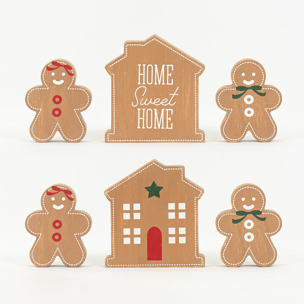 Wooden Double Sided Gingerbread Tabletop Decor