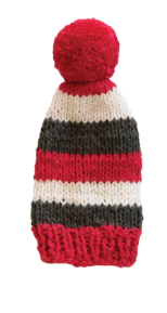 Cotton Knitted Hat Bottle Topper with Stripes & Pom Pom | Pick Your Color