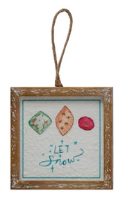 Square Wood Framed Ornaments w/ Holiday Sayings | Pick your Style