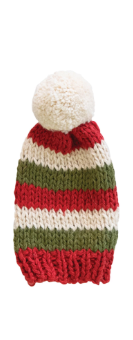 Cotton Knitted Hat Bottle Topper with Stripes & Pom Pom | Pick Your Color