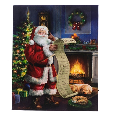 Santa By The Fireplace Light Up Picture