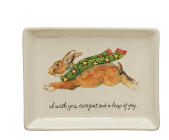 Stoneware Dish With Animals And Wishes