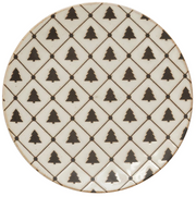 Stoneware Plate with Tree Pattern