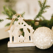 Natural Wood Nativity Scene Ornament 