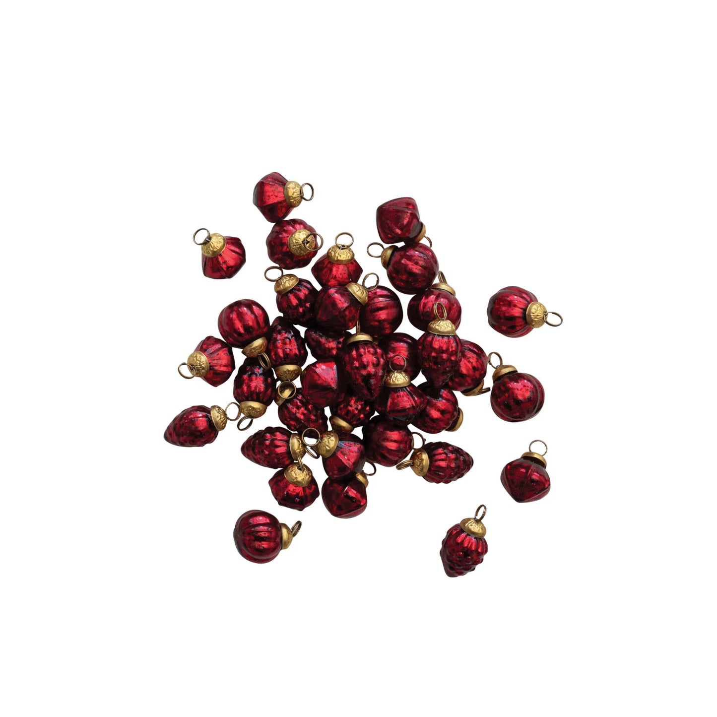Mercury Glass Ornaments in Muslin Bag | Red
