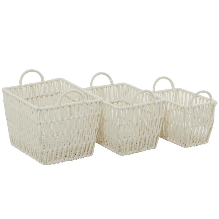 White Cotton Handmade Storage Basket With Handles | Pick Your Size
