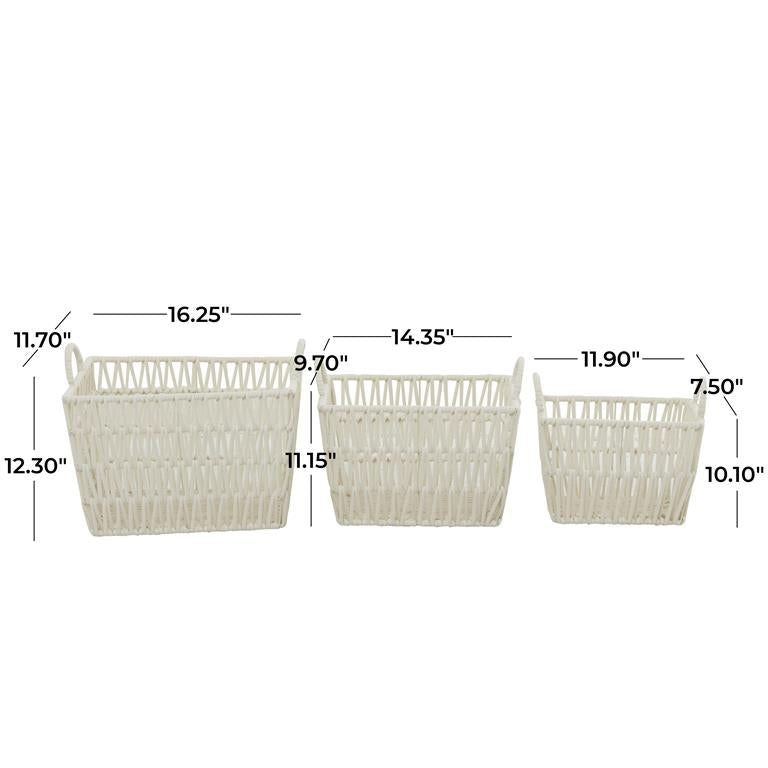 White Cotton Handmade Storage Basket With Handles | Pick Your Size
