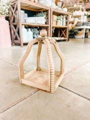 Brown Beaded Wood Lantern | Pick Your Size