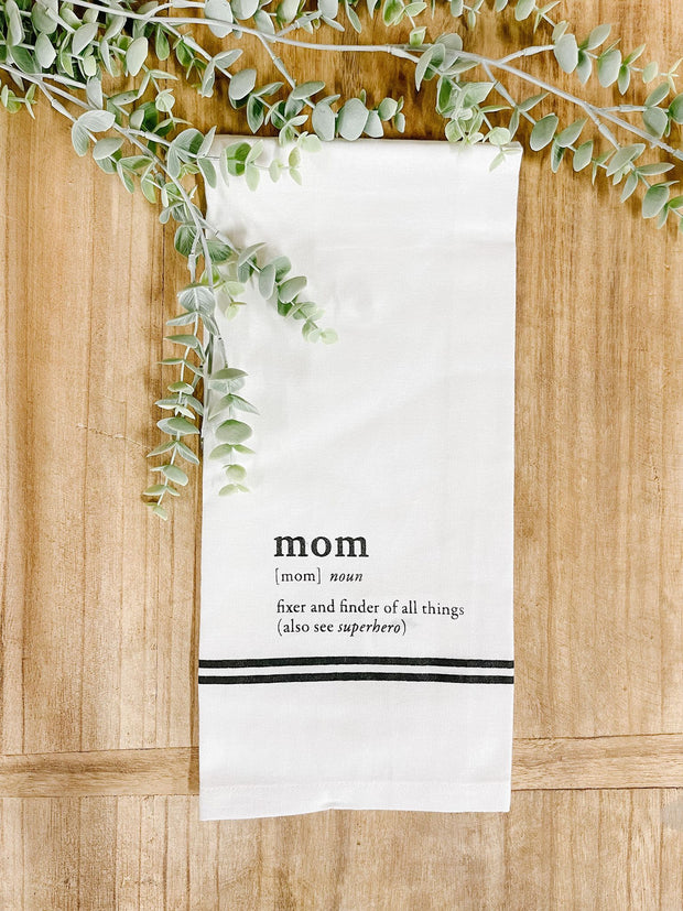 Black & White Noun Dish Towels | Mom