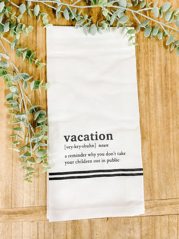 Black & White Noun Dish Towels | Vacation