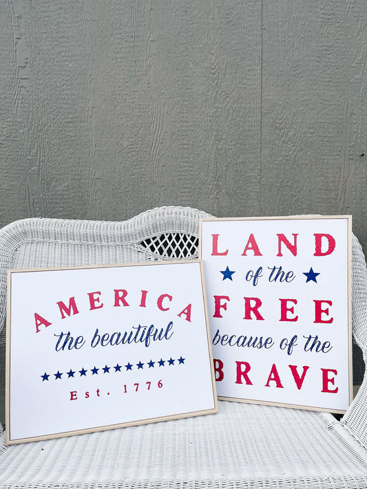 Americana Wood Framed Canvas Wall Decor | Pick Your Style