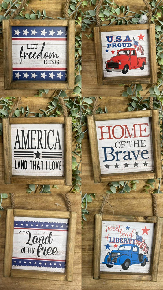 Wood American Wall Hanging Signs | Pick Your Style