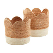 Natural & White Dipped Scalloped Basket | 2 Assorted