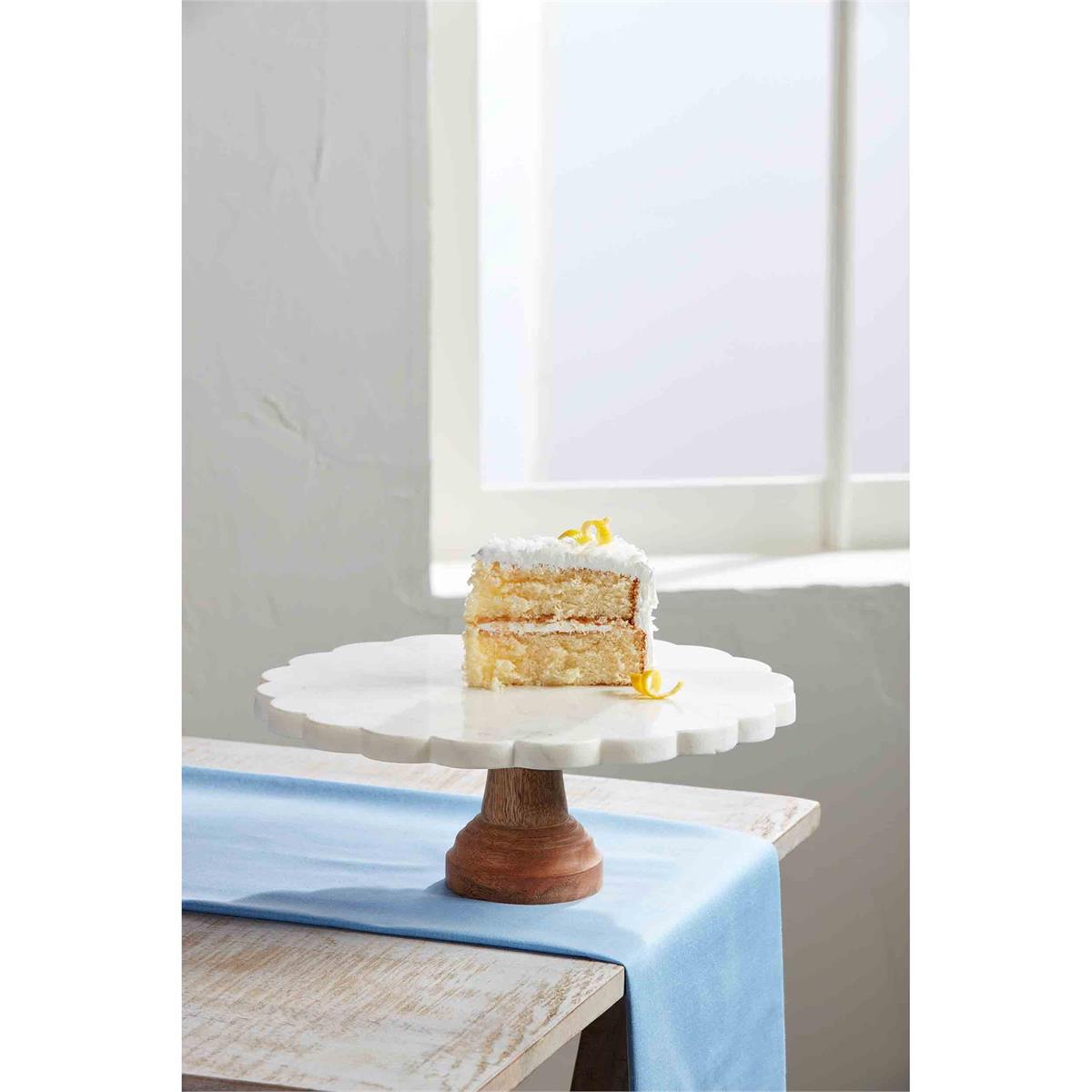 Scalloped Marble Cake Stand