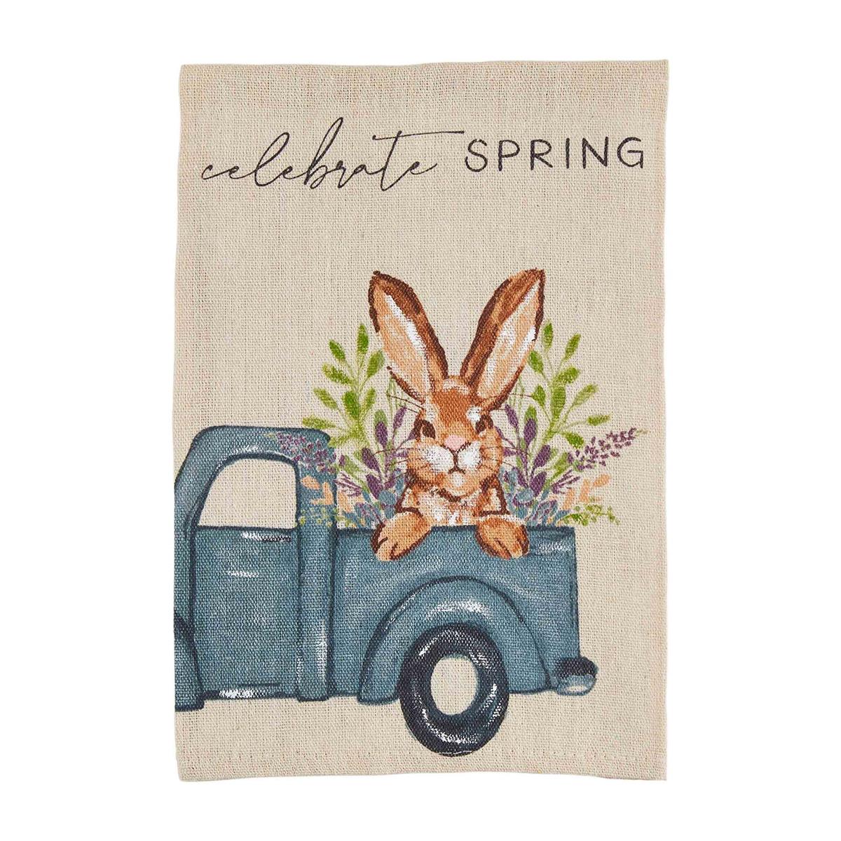 Celebrate Spring Painted Blue Truck Tea Towel