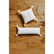 White Lumbar Basket Weave Fringe Pillow