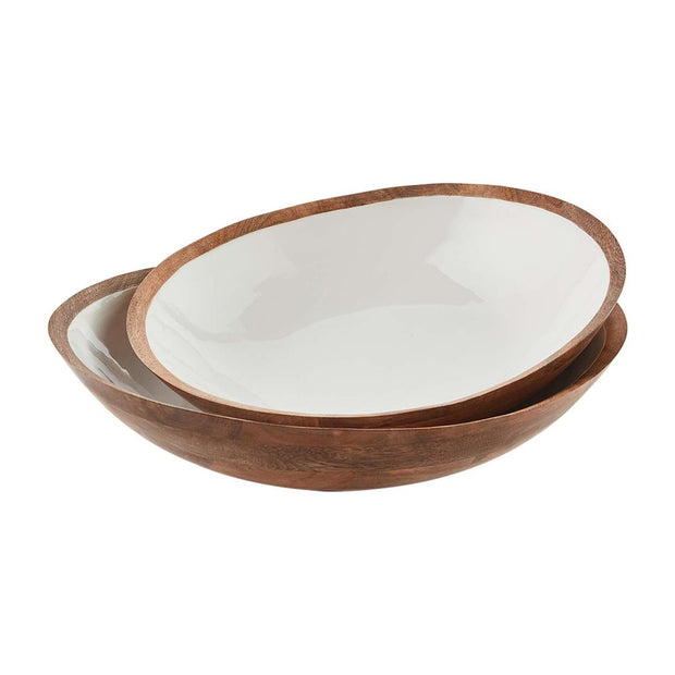 White Enamel Bowls | 2 Assorted
