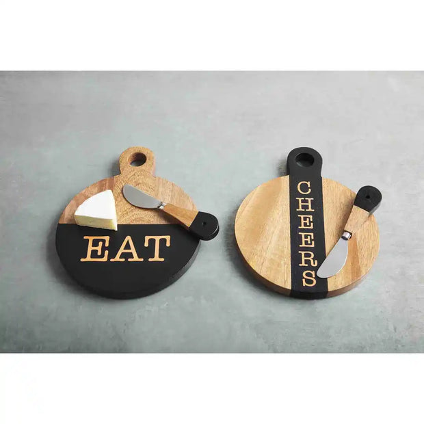 EAT Black Mini Round Board Set