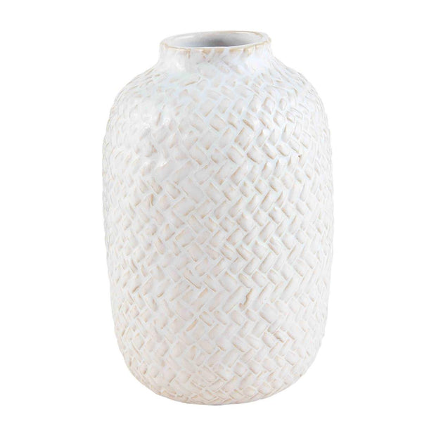 Large Ceramic Basket Weave Bud Vase