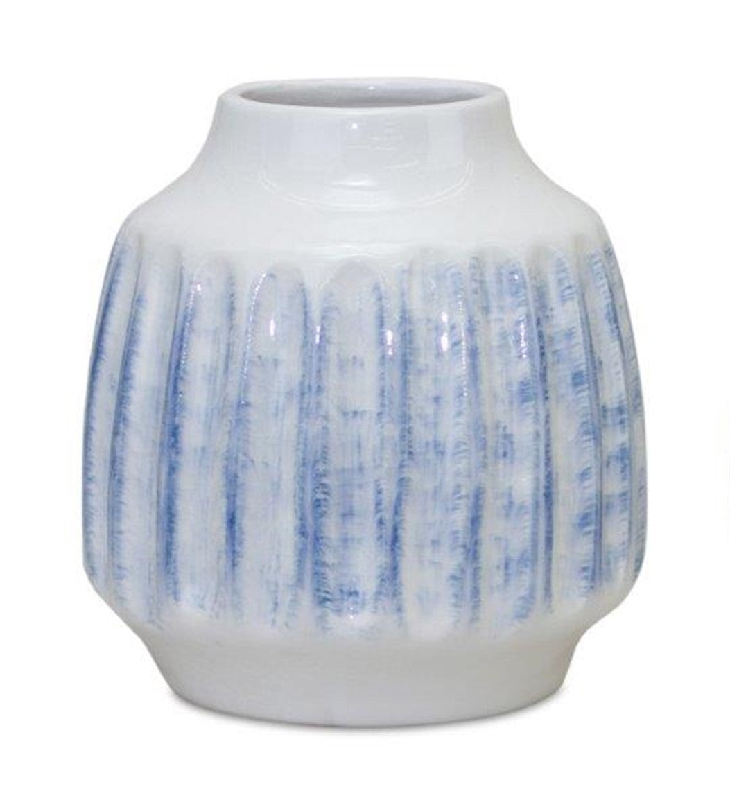 Short Blue & White Vases | 2 Assorted