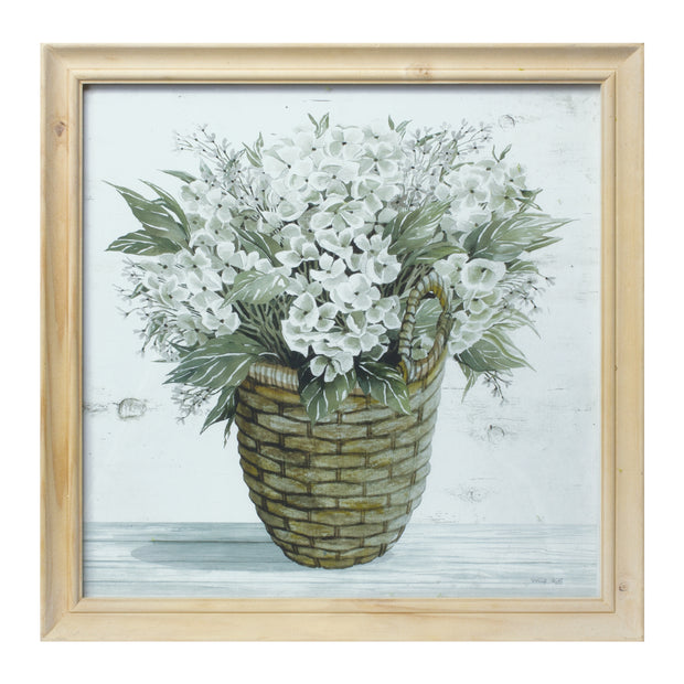 Framed Floral Print in Wicker Basket | 2 Assorted