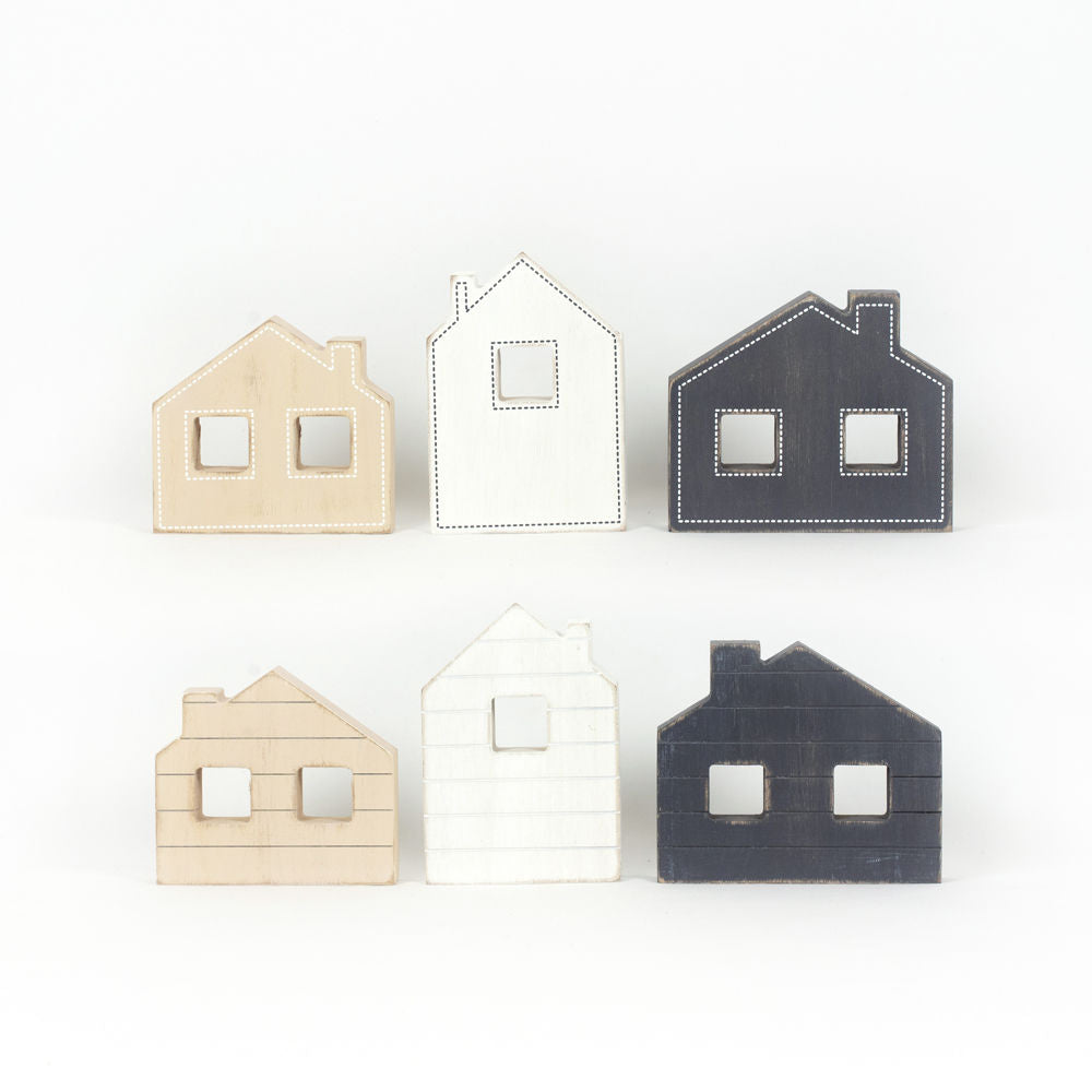 Wood Chunky Houses (double sided) | 3 Assorted
