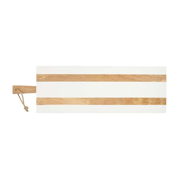 Long White & Natural Wood Charcuterie Board