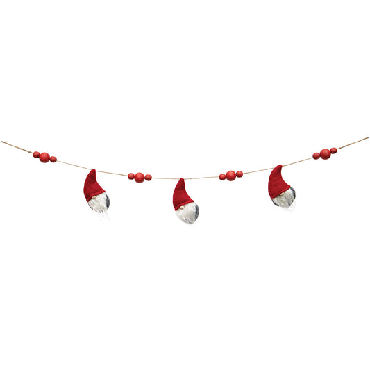 Red Gnome Garland with Red Beads