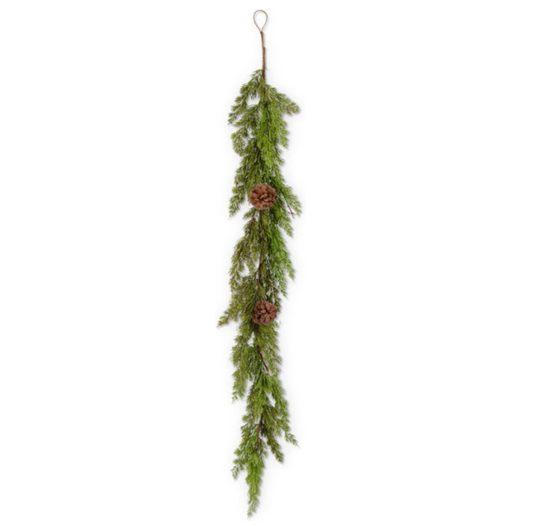 Real Touch Cedar Pine Garland w/ Twigs and Pinecones